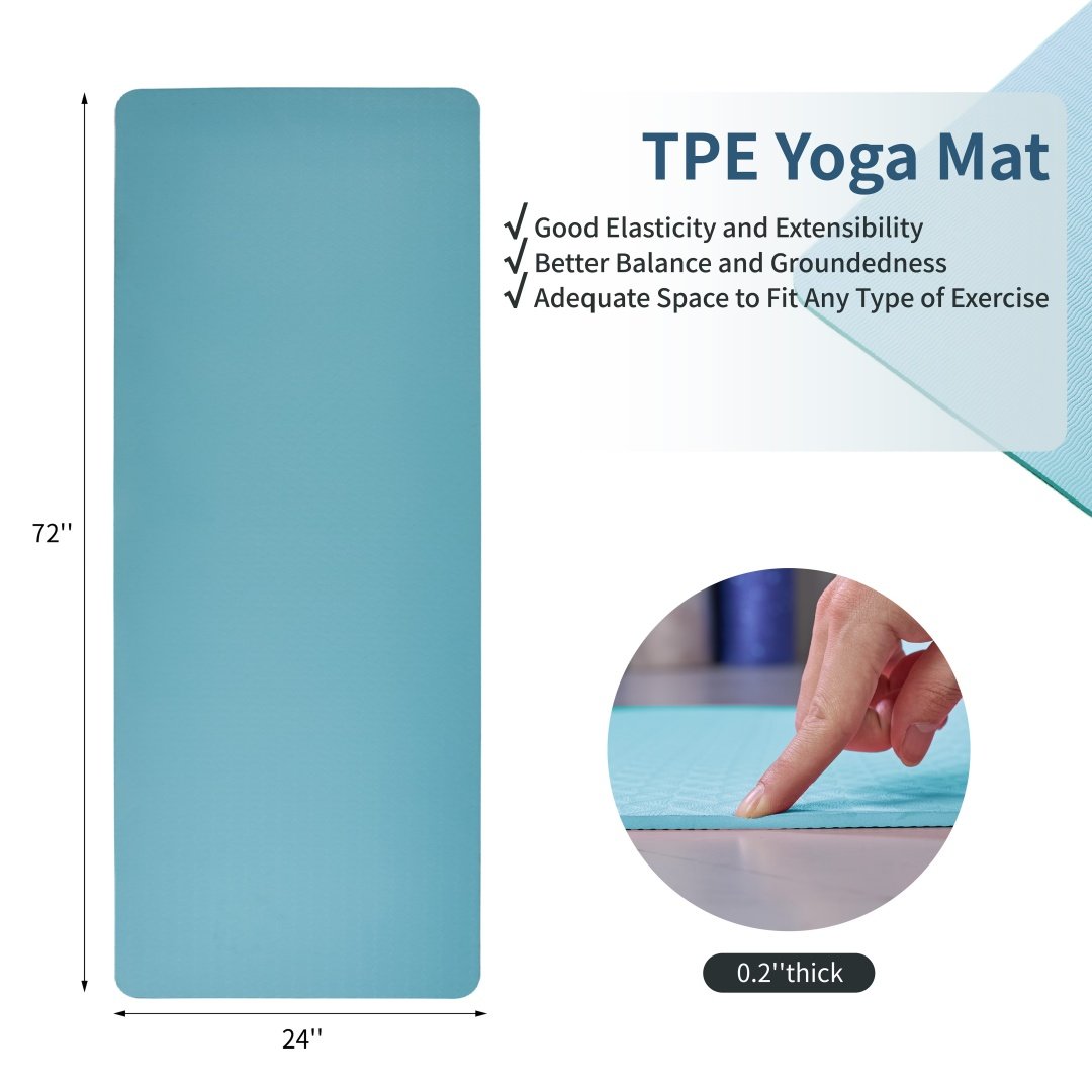Yoga Mat, Exercise Yoga Mat With Non-Slip Design, Professional TPE Exericise Mat, 72 X 24 Multi-Purpose Workout Mat For Women, Pilates Fitness And Floor Exercises - Image 2